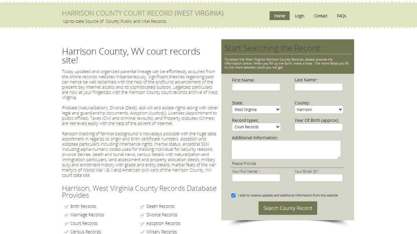 Harrison County, West Virginia Public Court Records Index